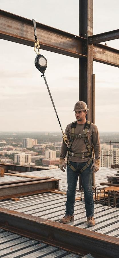 SPL-RW11 11 ft Retractable Lifeline in use on site